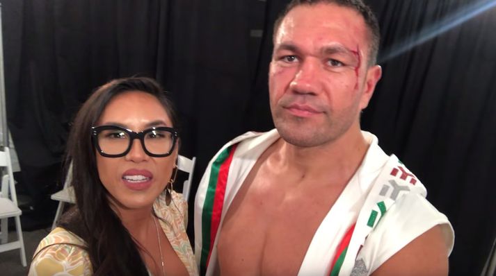 Jenny Ravolo ásamt Kubrat Pulev í viðtalinu sem um ræðir.