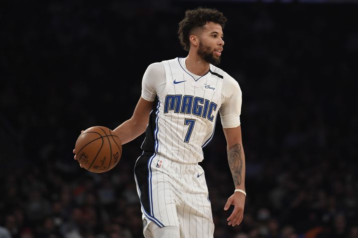 Michael Carter-Williams endaði NBA feril sinn hjá Orlando Magic en hér sést hann í leik á móti New York Knicks.