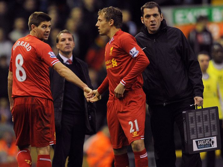 Lucas Leiva kom inn á fyrir Gerrard um helgina.