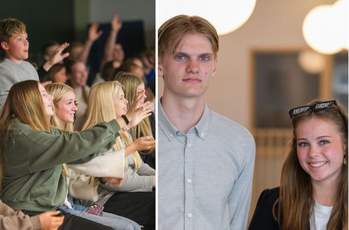 Það var líf og fjör í Dalskóla í dag þegar nemendur fylgdust með kynningu framboða. Þau Mikael Hrafn og Rebekka Ósk voru á meðal frambjóðenda.