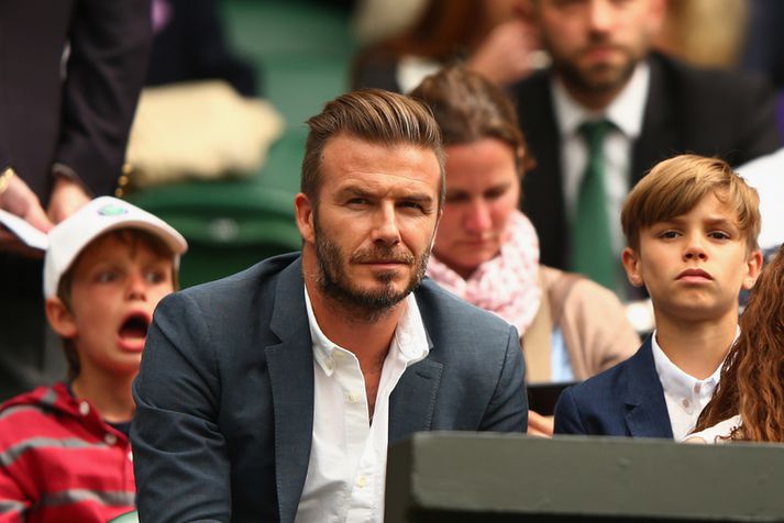 Beckham ásamt syni sínum.