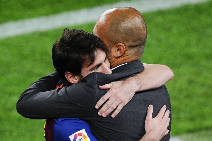 Lionel Messi og Pep Guardiola þekkjast vel.