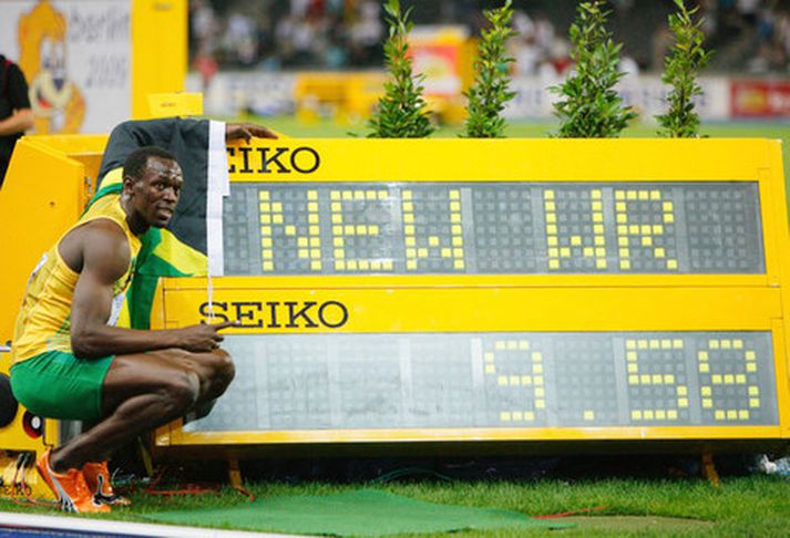 Usain Bolt og nýja heimsmetið.