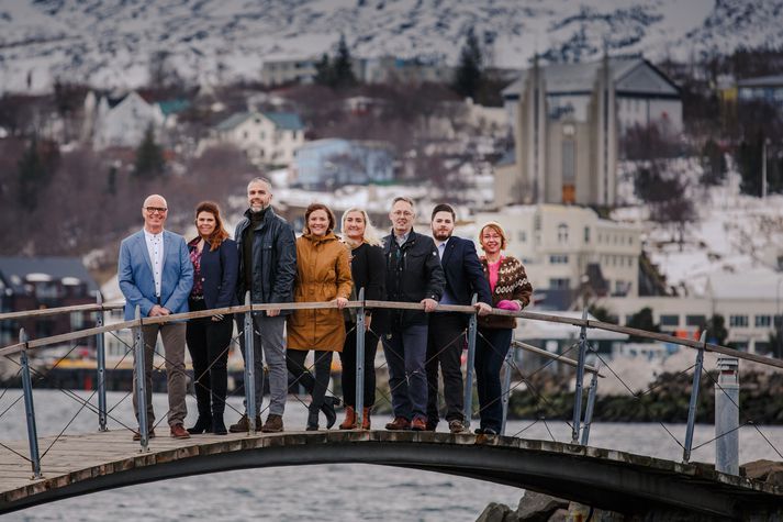 Frambjóðendur Samfylkingarinnar fyrir sveitarstjórnarkosningarnar á Akureyri í vor.