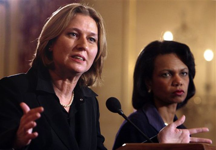 f.v. Tzipi Livni, utanríkisráðherra Ísraels, og Condoleezza Rice, utanríkisráðherra Bandaríkjanna.