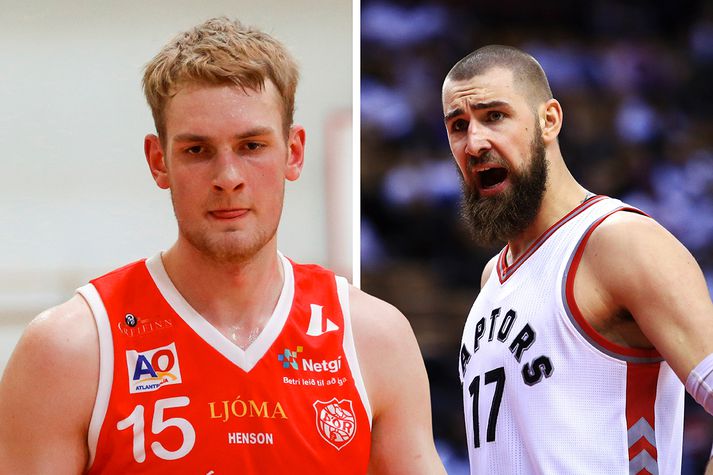 Jonas Valanciunas og Tryggvi Snær Hlinason.