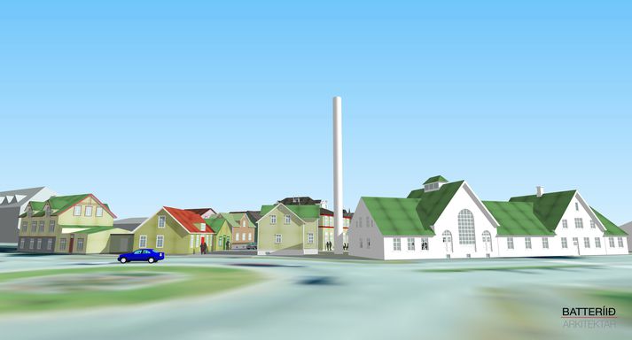 Gamla mjólkurbúið á Selfossi sem rifið var til að rýma fyrir nýju mjólkurbúi um miðja síðustu öld kemur til með að blasa við þeim sem aka inn í bæinn yfir Ölfusárbrú gangi eftir hugmyndir um uppbyggingu nýs miðbæjarkjarna í bænum.