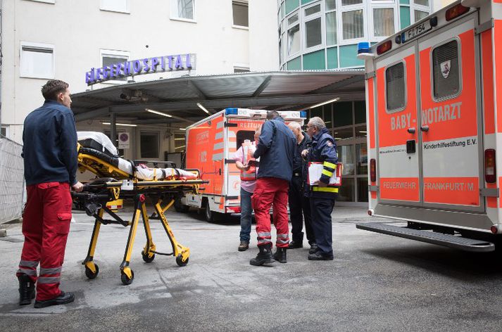 Frá aðgerðum í Frankfurt í dag.