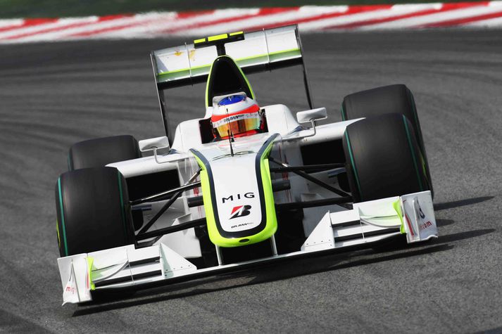 Rubens Barrichello var fljótastur allra á götum Mónakó í morgun.