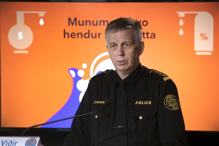 Víðir Reynisson, yfirlögregluþjónn, á upplýsingafundi almannavarna og landlæknis í gær.