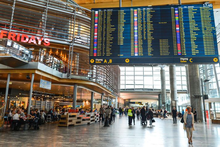 Frá Gardermoen-flugvelli í Ósló.