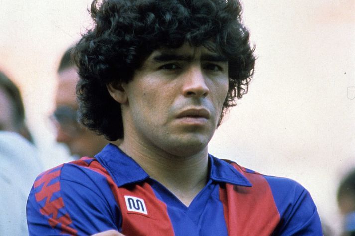 Diego Armando Maradona í búningi Barcelona áirð 1983.