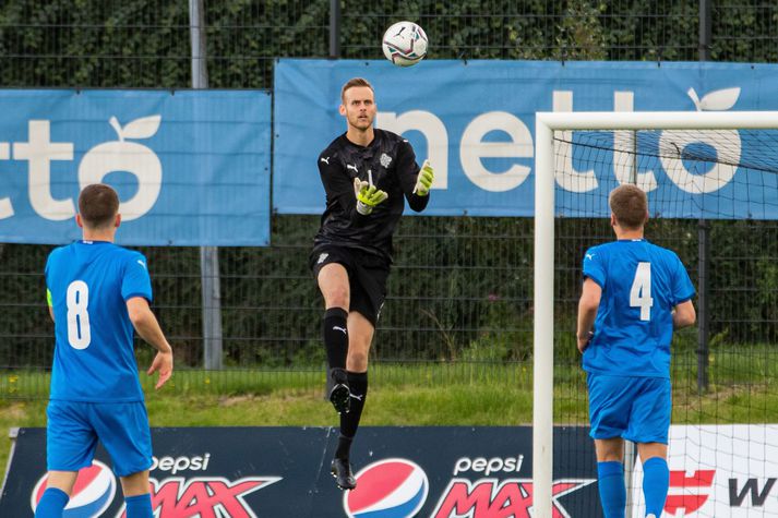 Elías Rafn Ólafsson varð mark Íslands gegn Grikklandi í undankeppni EM U21-landsliða í síðasta mánuði. Nú ver hann mark íslenska A-landsliðsins.