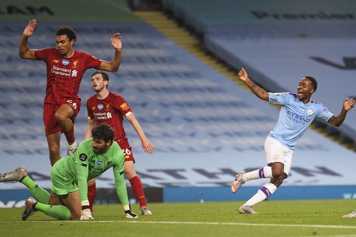 Raheem Sterling átti stórleik í liði Manchester City og var sínum gömlu félögum í Liverpool liðinu mjög erfiður.