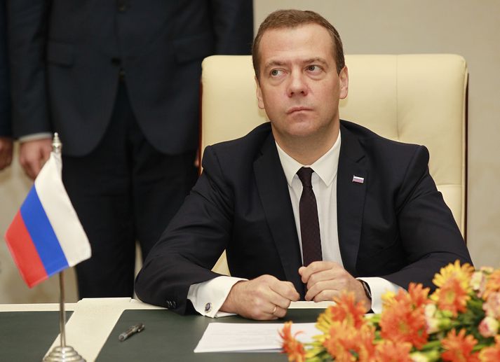Dmitry Medvedev, forsætisráðherra Rússlands, kynnti aðgerðirnar í dag.