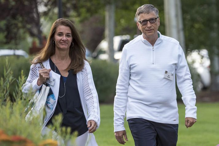 Bill Gates ásamt eiginkonu sinni Melindu Gates.