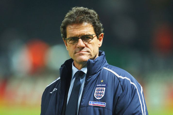 Fabio Capello landsliðsþjálfari Englands á leiknum í gær.