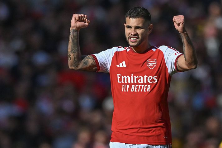 Bruno Guimaraes er nú leikmaður Arsenal sem er afar erfitt fyrir stuðningsmenn Newcastle að horfa upp á.