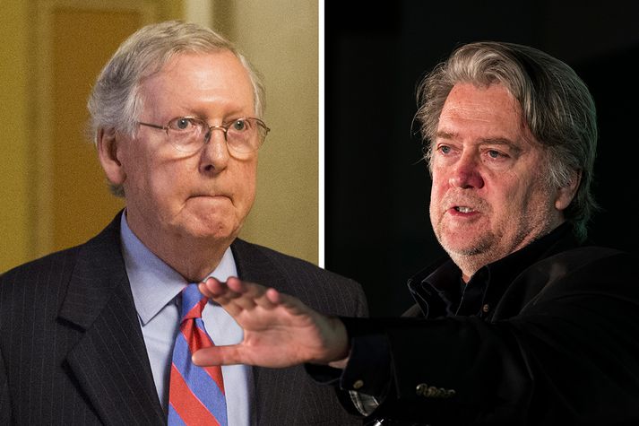 Mitch McConnel og Stephen Bannon.