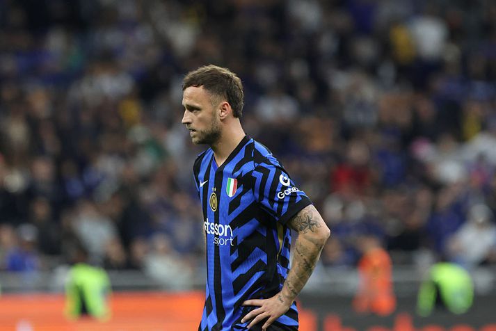 Marko Arnautovic dapur á svip eftir að mark hans gegn Lazio var dæmt af.