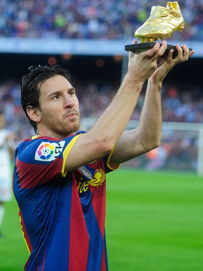 Lionel Messi fékk gullskó Evrópu afhentan á dögunum.