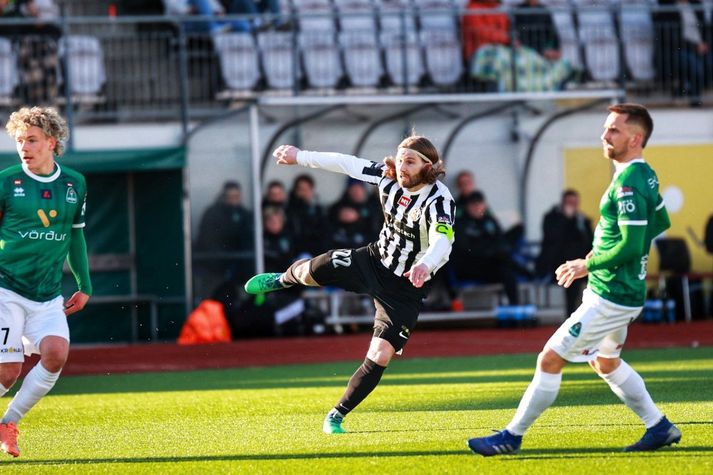 Óskar Örn Hauksson náði þeim merka áfanga í kvöld að vera búinn að skora 100 mörk í deildarkeppni á ferlinum.