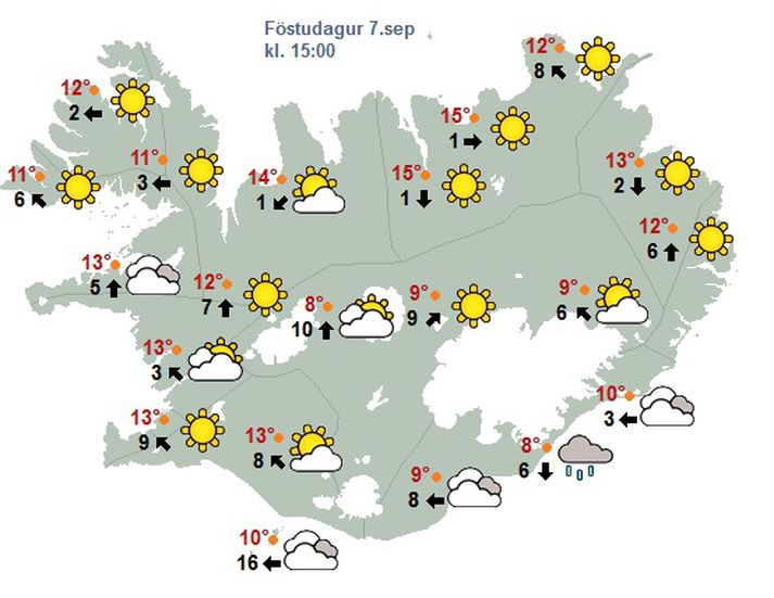 Hið fínasta spákort fyrir daginn.