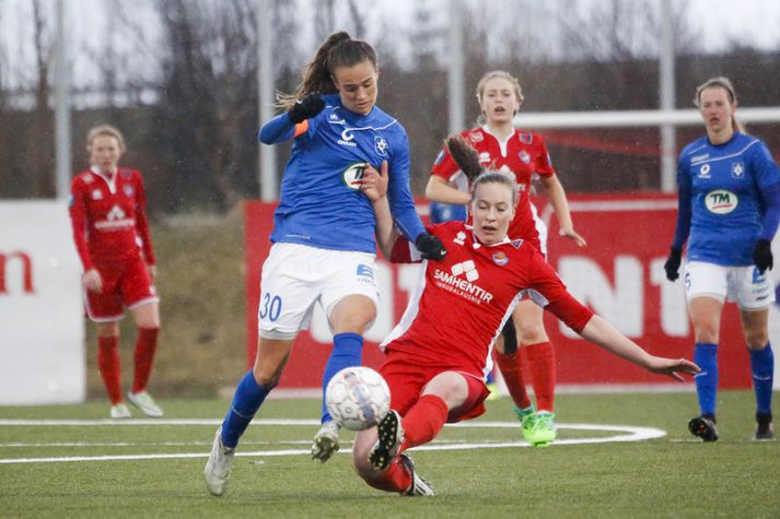 Katrín Ásbjörnsdóttir í leiknum á móti Haukum. 