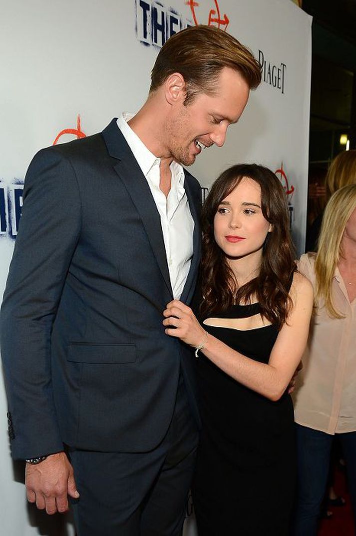 Innileg Ellen Page og Alexander Skarsgård létu vel hvort að öðru á rauða dreglinum í vikunni. Nordicphotos/afp
