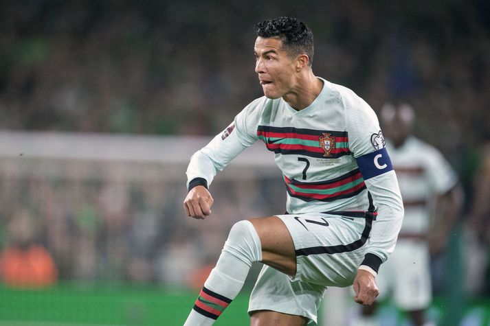 Cristiano Ronaldo í leik með landsliði Portúgals.