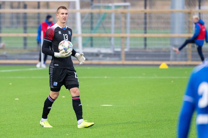 Patrik Sigurður í leik með U21 landsliði Íslands.