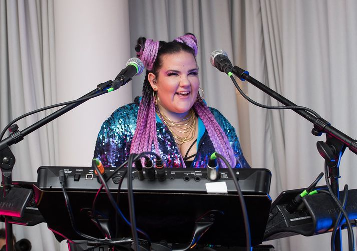 Sigurvegarinn Netta Barzilai sagði "Next year: Jerusalem“ þegar hún tók við verðlaunagripnum í Lissabon í maí síðastliðinn.