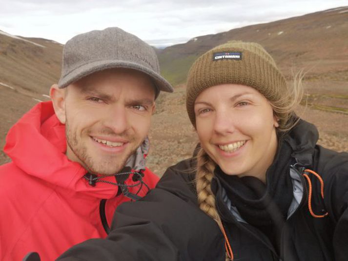 Maren Ueland ásamt vini sínum á ferð þeirra um Ísland í fyrra.