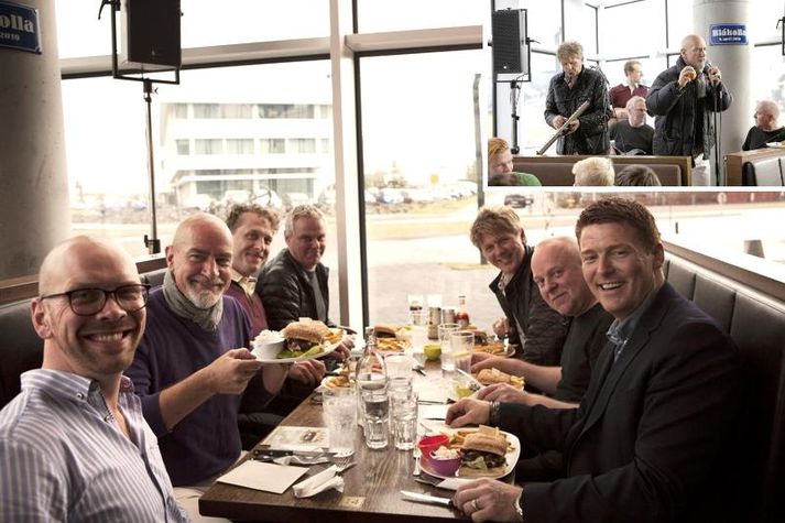 Stuðmenn og félagarnir Simmi og Jói gæddu sér á Sigurjóni digra.