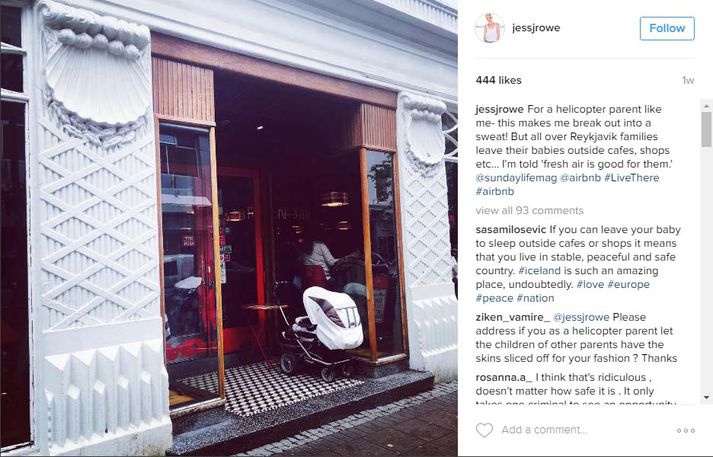 Skjáskot af Instagramsíðu Jessie Rowe, þáttastjórnanda.