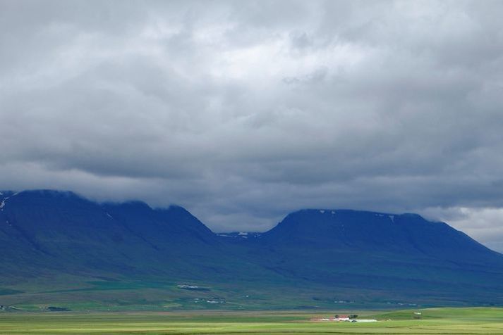 Frá Skagafirði. Slysið varð á F-vegi í Skagafirði þann 6. ágúst 2019 og lak þar olía úr bílnum á veginn eftir að ekið hafði verið á kind.