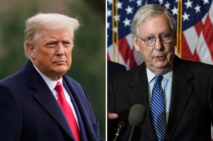 Mitch McConnell, leiðtogi Repúblikana í öldungadeild Bandaríkjaþings, gagnrýndi Donald Trump fyrrverandi forseta harðlega í kvöld.