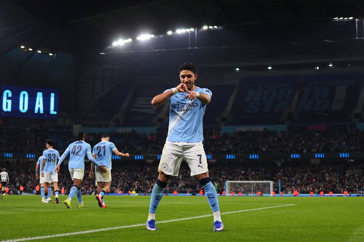 Omar Marmoush skoraði tvö mörk fyrir Manchester City í kvöld.