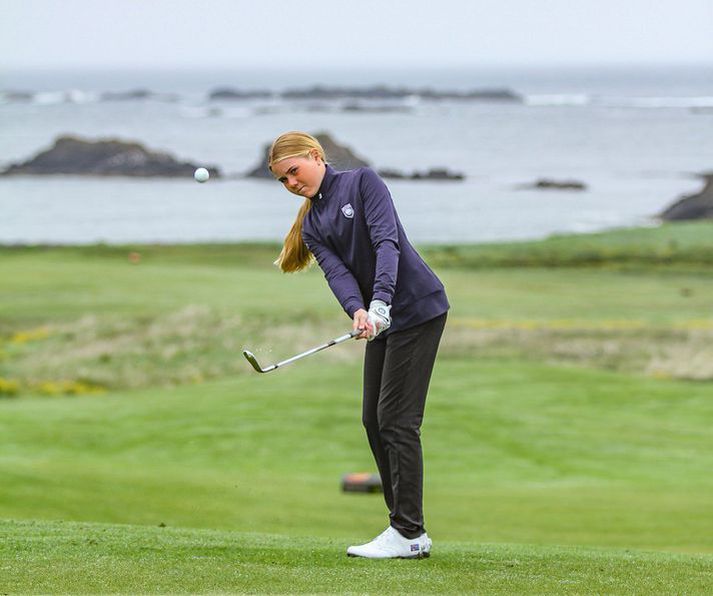 Perla Sól Sigurbrandsdóttir er í forystu eftir fyrsta dag Íslandsmótsins í golfi.