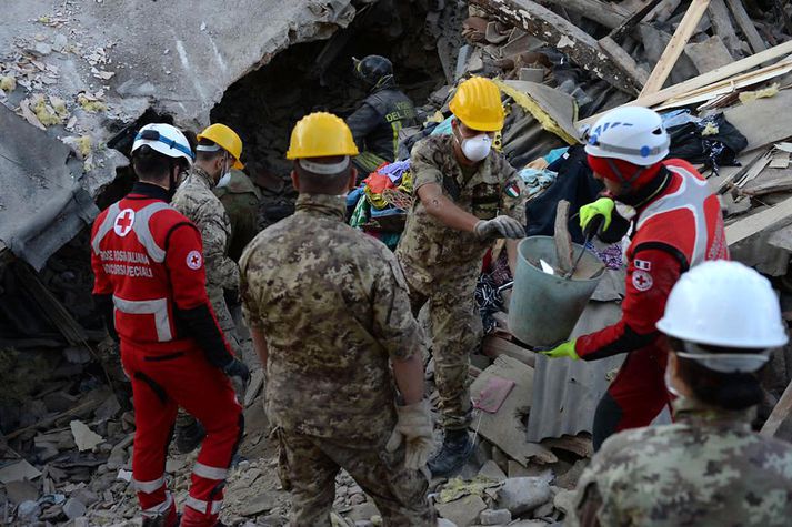 Bærinn Amatrice varð verst úti í skjálftanum. 