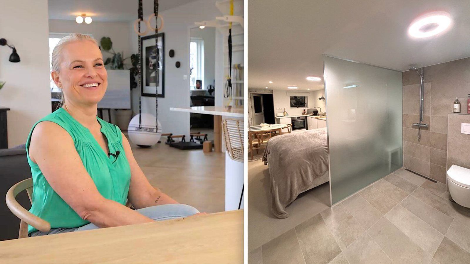 Með líkamsræktaraðstöðu heima í stofu og var að klára bíl­skúrinn