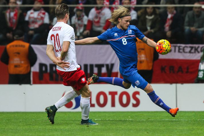 Birkir Bjarnason spilaði fyrri hálfleikinn gegn Póllandi en eftir hann var Ísland 1-0 yfir.