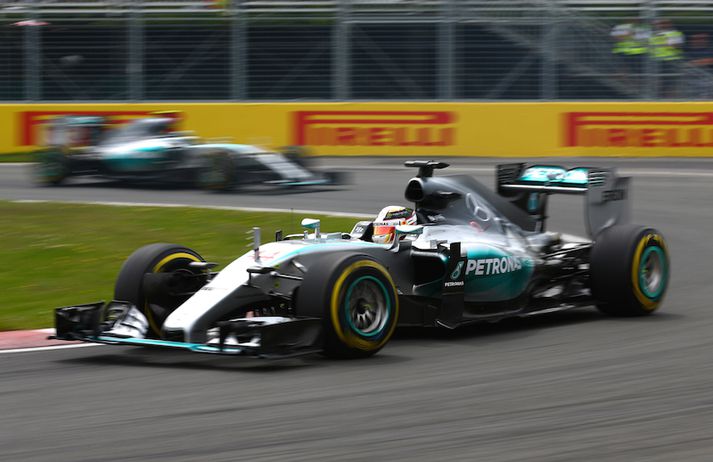 Hamilton hélt fast í stjórnartaumana í dag, Rosberg gat ekkert gert til að nálgast hann.