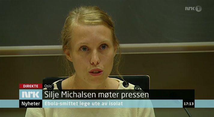 Silje Lehne Michalsen ræddi við fjölmiðla síðdegis í dag.