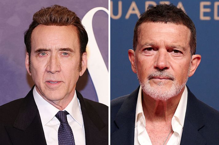 Stórleikararnir Antonio Banderas og Nicolas Cage eru báðir á sjötugsaldri en Banderas varð 66 ára í ágúst en Cage 62 ára í ársbyrjun.
