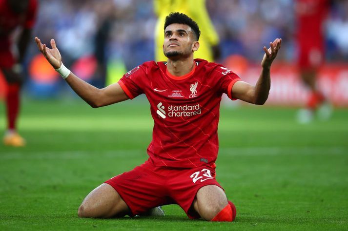 Luis Diaz skoraði fyrsta mark leiks Liverpool og Tottenham í gær en það var dæmt af. 