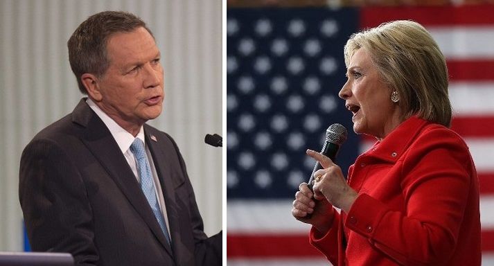 John Kasich og Hillary Clinton.