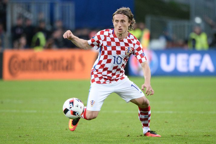 Luka Modric í leik með króatíska landsliðinu.
