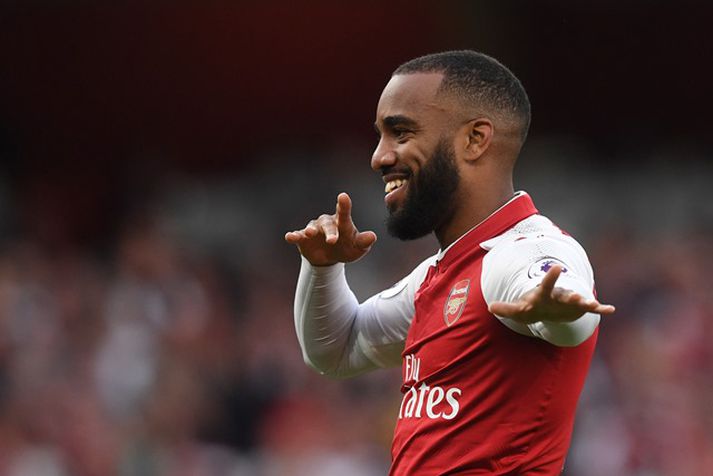 Alexandre Lacazette var aðeins 94 sekúndur að skora sitt fyrsta deildarmark fyrir Arsenal.