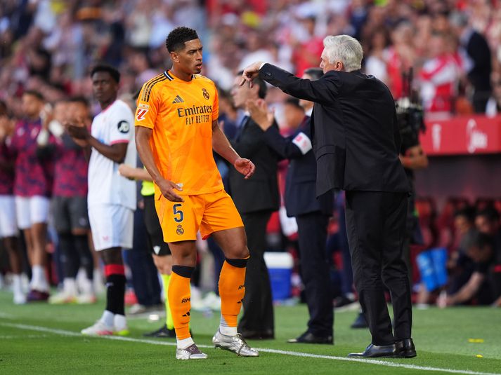 Carlo Ancelotti segir Jude Bellingham til en Ancelotti var að stýra Real Madrid í næstsíðasta skipti í dag.